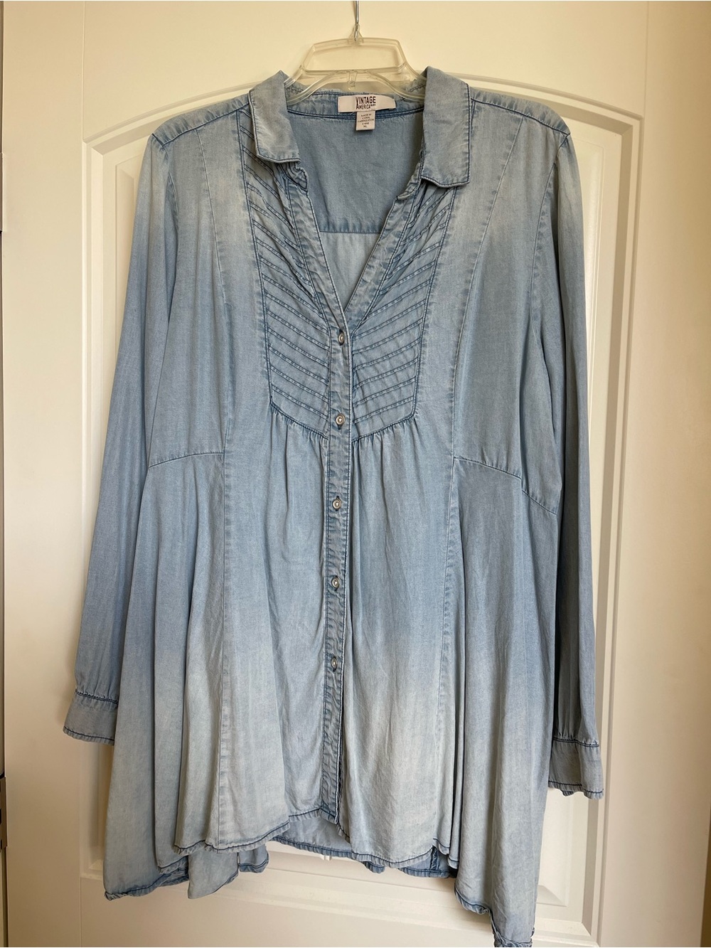Vintage America Light Blue Chambray Tunic Blouse